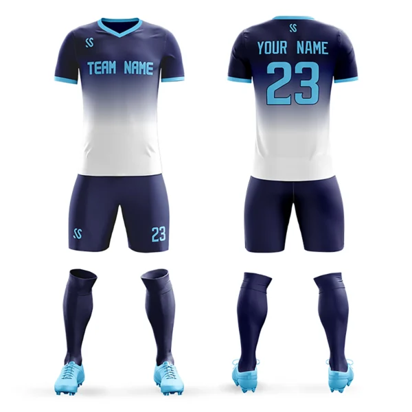kf-H6e33dfffd4a6468b9394100a017d97adH Custom Soccer Jersey Set Printed Team Name/Number Add Logo Fashion Outdoor Sports Short Sleeve Tee Shorts Suit Men/Lady/Youth
