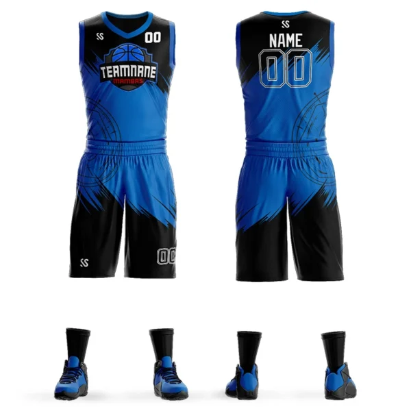 kf-H1f0267e652ce4d7ea65182a289a99f5eC Custom College League Basketball Jersey Set Design Printing Name Number Personalized Graffiti Basketball Shirt With Shorts Men