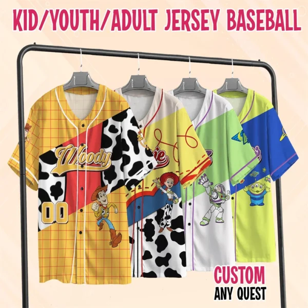 kf-S2d60efb7a7054ae8871e9bab831fd639I Custom Toy Story Baseball Jersey Disney Toy Story Characters Toy Story Shirt Kids Youth Adult Jersey Camisetas Estampadas