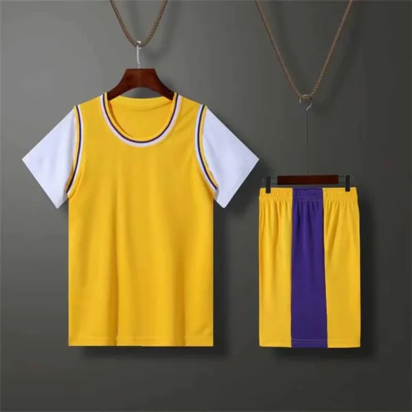 kf-S82e8dd52e95c4cf4a036e0a084c97fcf5 Boys Sports Suit Girls Basketball Soccer Jerseys Sets Summer Ball Clothing Outfit Kids Short Sleeve Round Neck Tops Shorts 2Pcs